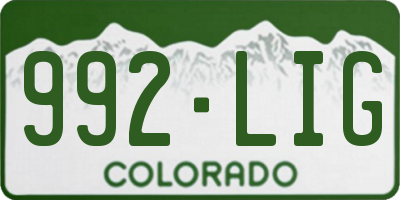 CO license plate 992LIG