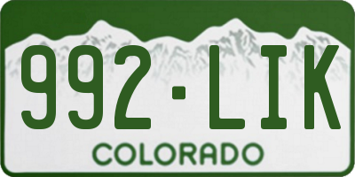 CO license plate 992LIK