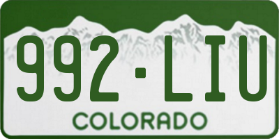 CO license plate 992LIU