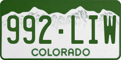CO license plate 992LIW