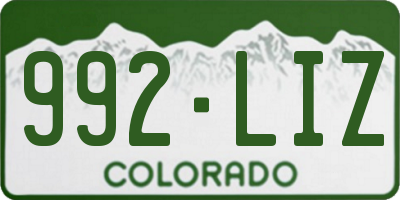 CO license plate 992LIZ