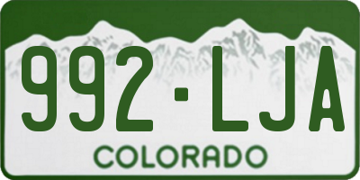 CO license plate 992LJA