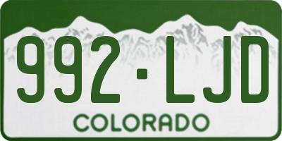 CO license plate 992LJD