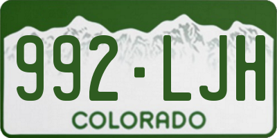 CO license plate 992LJH