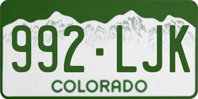 CO license plate 992LJK