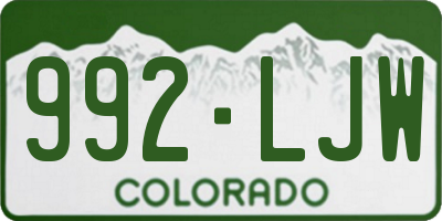 CO license plate 992LJW