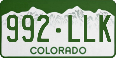 CO license plate 992LLK