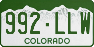 CO license plate 992LLW