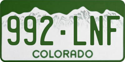 CO license plate 992LNF
