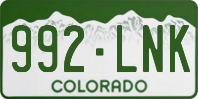 CO license plate 992LNK