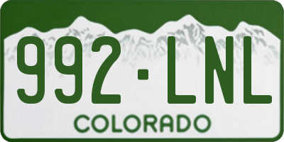 CO license plate 992LNL