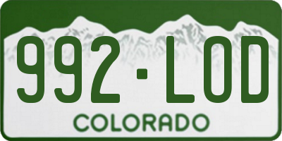 CO license plate 992LOD