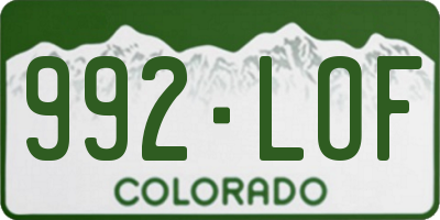 CO license plate 992LOF