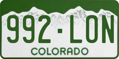 CO license plate 992LON