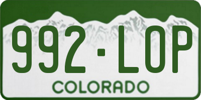 CO license plate 992LOP