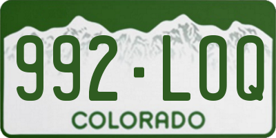 CO license plate 992LOQ