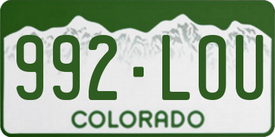 CO license plate 992LOU