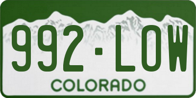 CO license plate 992LOW
