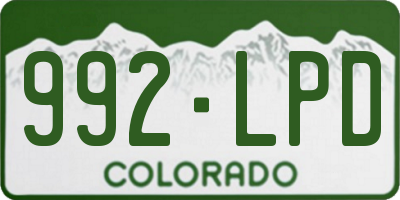 CO license plate 992LPD
