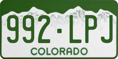 CO license plate 992LPJ