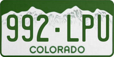 CO license plate 992LPU