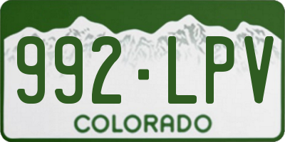 CO license plate 992LPV