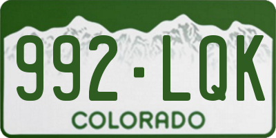 CO license plate 992LQK