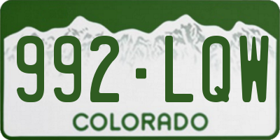 CO license plate 992LQW