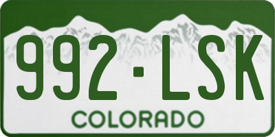 CO license plate 992LSK