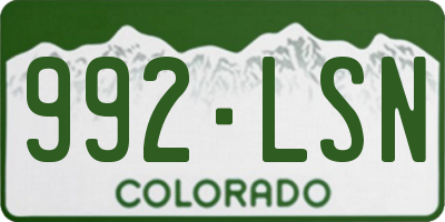 CO license plate 992LSN