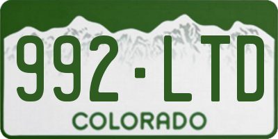 CO license plate 992LTD