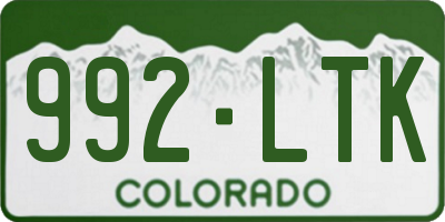 CO license plate 992LTK