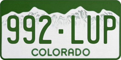 CO license plate 992LUP