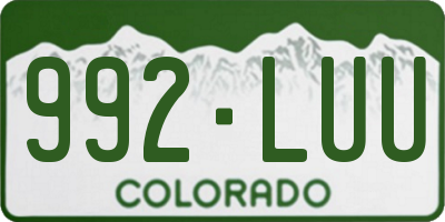 CO license plate 992LUU