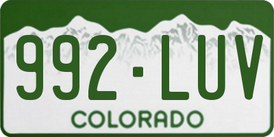 CO license plate 992LUV