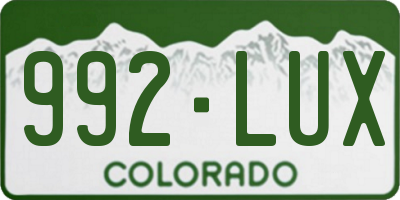 CO license plate 992LUX