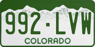 CO license plate 992LVW
