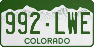 CO license plate 992LWE