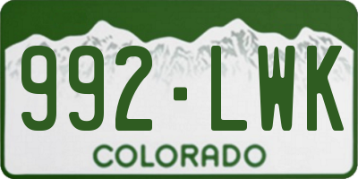 CO license plate 992LWK