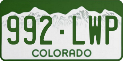CO license plate 992LWP