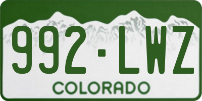 CO license plate 992LWZ