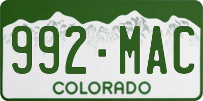 CO license plate 992MAC