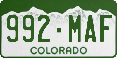CO license plate 992MAF