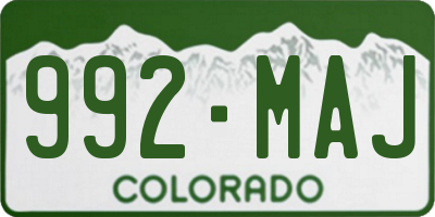 CO license plate 992MAJ