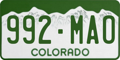 CO license plate 992MAO