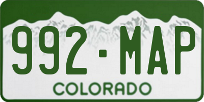 CO license plate 992MAP
