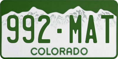CO license plate 992MAT