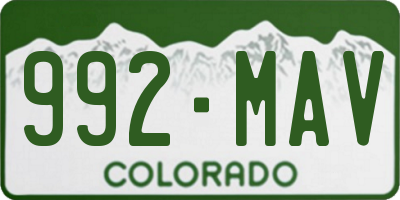 CO license plate 992MAV