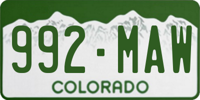 CO license plate 992MAW