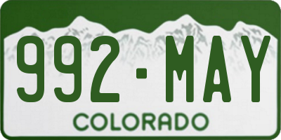 CO license plate 992MAY